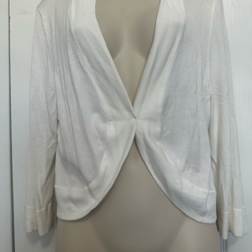 Jessica Howard White Cropped Open Front Blazer